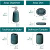 vancasso Green Bathroom Accessories Set, Ceramic Soap Dispenser and Toothbrush Holder Sets, Stoneware 4 Pcs Bathroom Sink Set for Modern Home Decor, Series Starry(Green)