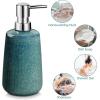 vancasso Green Bathroom Accessories Set, Ceramic Soap Dispenser and Toothbrush Holder Sets, Stoneware 4 Pcs Bathroom Sink Set for Modern Home Decor, Series Starry(Green)
