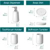 vancasso Green Bathroom Accessories Set, Ceramic Soap Dispenser and Toothbrush Holder Sets, Stoneware 4 Pcs Bathroom Sink Set for Modern Home Decor, Series Starry(White)