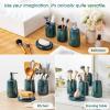 vancasso Green Bathroom Accessories Set, Ceramic Soap Dispenser and Toothbrush Holder Sets, Stoneware 4 Pcs Bathroom Sink Set for Modern Home Decor, Series Starry(Green)