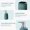 vancasso Green Bathroom Accessories Set, Ceramic Soap Dispenser and Toothbrush Holder Sets, Stoneware 4 Pcs Bathroom Sink Set for Modern Home Decor, Series Starry(Green)