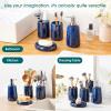 vancasso Green Bathroom Accessories Set, Ceramic Soap Dispenser and Toothbrush Holder Sets, Stoneware 4 Pcs Bathroom Sink Set for Modern Home Decor, Series Starry(Blue)