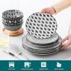 vancasso Haruka 12 Pieces Plates and Bowls Set, Ceramic Dinnerware Sets for 4, Black and White Porcelain Dishes Set(Black/White)