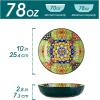 vancasso Large Serving Bowls, 78 Oz Extra Large Salad Bowls Set of 2, Bohemian Decorative Bowls for Salad, Fruit, Pasta and Dinner, Serving Dishes Set for Party, Dishwasher & Microwave Safe－Red(Green)