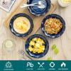 vancasso Mini Pie Pans Set of 6, 5.2 inch Ceramic Small Pie Plate for Baking, Shallow Ramekins Mini Pie Dish with Ruffled Edge for Chicken Pot Pie, Cake, Quiche, Tart, Cream Colored(Blue)