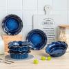 vancasso Mini Pie Pans Set of 6, 5.2 inch Ceramic Small Pie Plate for Baking, Shallow Ramekins Mini Pie Dish with Ruffled Edge for Chicken Pot Pie, Cake, Quiche, Tart, Cream Colored(Blue)
