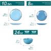 vancasso Navia Dinnerware Sets, Stoneware Plates and Bowls Sets, Dinner Salad Dessert Plates and Cereal Bowls Set, Dishes Set for 4, Spray Spot Patterned, Multi-Color(Multi-Blue)