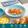 vancasso Navia Dinnerware Sets, Stoneware Plates and Bowls Sets, Dinner Salad Dessert Plates and Cereal Bowls Set, Dishes Set for 4, Spray Spot Patterned, Multi-Color(Multi-Blue)
