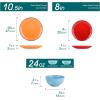 vancasso Navia Dinnerware Sets, Stoneware Plates and Bowls Sets, Dinner Salad Dessert Plates and Cereal Bowls Set, Dishes Set for 4, Spray Spot Patterned, Multi-Color(Auqa Blue  Orange  Red  Grass Green)