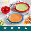 vancasso Navia Dinnerware Sets, Stoneware Plates and Bowls Sets, Dinner Salad Dessert Plates and Cereal Bowls Set, Dishes Set for 4, Spray Spot Patterned, Multi-Color(Auqa Blue  Orange  Red  Grass Green)