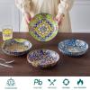 vancasso Pasta Bowls, 42 oz Ceramic Salad Bowls of 4,Large Corlorful Serving Bowls for Kitchen, Dishwasher & Microwave Safe Soup Bowls, Pasta Plates