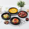 vancasso Pasta Bowls, Ceramic Salad Bowls of 4, 34 oz Large Wide Serving Bowls for Kitchen and Eating, Dishwasher & Microwave Safe Soup Bowls, Pasta Plates, Black