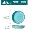 vancasso Pasta Bowls Set of 4, 46 oz Ceramic Salad Serving Bowls and Soup Bowls, Microwave Safe Pasta Plates, Large Shallow Kitchen Dishes, Bonita Series – Blue(Blue)