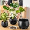 vancasso Plant Pots, 7.3 + 9.6 + 11.6 inch, Set of 3, Ceramic Garden Planters Indoor Flower Pot, White(Black)