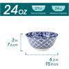 vancasso SELENE 24 oz Cereal Bowls set of 6, Ceramic Soup Bowls for Kitchen, Dishwasher & Microwave Oven Safe- for Cereal, Soup, Pasta, Salad, Blue & White Floral Design Bowl Set
