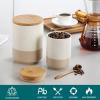 vancasso Sabine Ceramic Canister Set with Airtight Wood Lids – 3-Piece Kitchen Storage for Flour, Sugar, Coffee, Tea & Spices – Modern Countertop Decor(18 OZ)