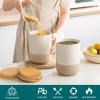 vancasso Sabine Ceramic Canister Set with Airtight Wood Lids – 3-Piece Kitchen Storage for Flour, Sugar, Coffee, Tea & Spices – Modern Countertop Decor(2 x 74 OZ)