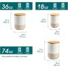 vancasso Sabine Ceramic Canister Set with Airtight Wood Lids – 3-Piece Kitchen Storage for Flour, Sugar, Coffee, Tea & Spices – Modern Countertop Decor(18/36/74 OZ)