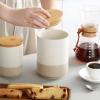 vancasso Sabine Ceramic Canister Set with Airtight Wood Lids – 3-Piece Kitchen Storage for Flour, Sugar, Coffee, Tea & Spices – Modern Countertop Decor(36 OZ)