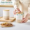 vancasso Sabine Ceramic Canister Set with Airtight Wood Lids – 3-Piece Kitchen Storage for Flour, Sugar, Coffee, Tea & Spices – Modern Countertop Decor(4 x 18 OZ)