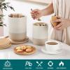 vancasso Sabine Ceramic Canister Set with Airtight Wood Lids – 3-Piece Kitchen Storage for Flour, Sugar, Coffee, Tea & Spices – Modern Countertop Decor(18/36/74 OZ)
