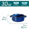 vancasso Sabine French Onion Soup Bowls with Handles, 30 Oz Large Soup Bowls for Cereal, Pasta,Stew, Oven Safe Soup Sowls, Soup Crocks Set of 4, Cream Beige(Blue)