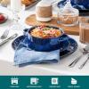 vancasso Sabine French Onion Soup Bowls with Handles, 30 Oz Large Soup Bowls for Cereal, Pasta,Stew, Oven Safe Soup Sowls, Soup Crocks Set of 4, Cream Beige(Blue)