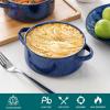 vancasso Sabine French Onion Soup Bowls with Handles, 30 Oz Large Soup Bowls for Cereal, Pasta,Stew, Oven Safe Soup Sowls, Soup Crocks Set of 4, Cream Beige(Blue)