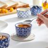 vancasso Selene 6 oz Ceramic Ramekins Set of 6, Microwave & Dishwasher Safe Souffle Cups for Baking, Dip & Sauce, Desserts, Handcrafted Blue Floral Bowls(Cobalt Blue)