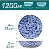 vancasso Selene 8.5″ Pasta Bowls Set of 6, 40 oz Porcelain Shallow Salad Bowls, Serving Bowls Large Kitchen Bowl Plates Pasta Plates, Blue & White Floral Design, Microwave Safe