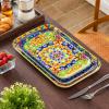 vancasso Serving Platters Set of 3, 16″/14″/12″ Inch Rectangular Trays – Serving Platter Extra Large, Bohemian Ceramic Serving Dish for Entertaining Food, Microwave & Dishwasher Safe, Colorful(Vintage)