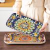 vancasso Serving Platters Set of 3, 16″/14″/12″ Inch Rectangular Trays – Serving Platter Extra Large, Bohemian Ceramic Serving Dish for Entertaining Food, Microwave & Dishwasher Safe, Colorful(Colorful)