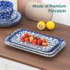 vancasso Serving Platters Set of 3, 16″/14″/12″ Inch Rectangular Trays – Serving Platter Extra Large, Ceramic Serving Dish Microwave & Dishwasher Safe (Vintage Blue B)(Vintage Blue A)