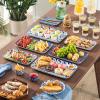 vancasso Serving Platters Set of 3, 16″/14″/12″ Inch Rectangular Trays – Serving Platter Extra Large, Ceramic Serving Dish Microwave & Dishwasher Safe (Vintage Blue B)(Vintage Blue A)