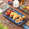 vancasso Serving Platters Set of 3, 16″/14″/12″ Inch Rectangular Trays – Serving Platter Extra Large, Ceramic Serving Dish Microwave & Dishwasher Safe (Vintage Blue B)(Vintage Blue A)