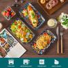 vancasso Simi 9.5 Inch Rectangular Dinner Plates Set of 6 – Bohemian Floral Design in 6 Vibrant Colors, Microwave & Dishwasher Safe Porcelain Plates for Salad, Appetizers, Entertaining(8.5 Inch)