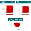 vancasso Soho Dinnerware Sets 12 Pieces, White Stoneware Square Place Setting, Dinner Plate, Dessert Plate, Bowls Service for 4(Red)