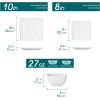 vancasso Soho Dinnerware Sets 12 Pieces, White Stoneware Square Place Setting, Dinner Plate, Dessert Plate, Bowls Service for 4(White)