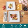 vancasso Soho Dinnerware Sets 12 Pieces, White Stoneware Square Place Setting, Dinner Plate, Dessert Plate, Bowls Service for 4(White)