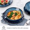 vancasso Starry 12 Pieces Blue Dinnerware Set, Reactive Change Glaze Dinner Set, Plates and Bowls Set