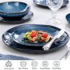 vancasso Starry 12 Pieces Blue Dinnerware Set, Reactive Change Glaze Dinner Set, Plates and Bowls Set