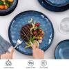vancasso Starry 12 Pieces Blue Dinnerware Set, Reactive Change Glaze Dinner Set, Plates and Bowls Set