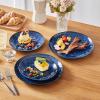 vancasso Starry 16 Pieces Green Dinnerware Set, Reactive Glaze Dinner Sets, Plates and Bowls Set for 4, 16 Pcs Ceramic Dish Set Stoneware(Starry-Blue)