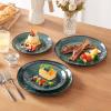 vancasso Starry 16 Pieces Green Dinnerware Set, Reactive Glaze Dinner Sets, Plates and Bowls Set for 4, 16 Pcs Ceramic Dish Set Stoneware(Starry-Green)