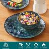 vancasso Starry 16 Pieces Green Dinnerware Set, Reactive Glaze Dinner Sets, Plates and Bowls Set for 4, 16 Pcs Ceramic Dish Set Stoneware(Starry-Green)
