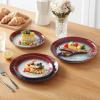 vancasso Starry 16 Pieces Green Dinnerware Set, Reactive Glaze Dinner Sets, Plates and Bowls Set for 4, 16 Pcs Ceramic Dish Set Stoneware(Starry-Red)