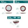 vancasso Starry 16 Pieces Green Dinnerware Set, Reactive Glaze Dinner Sets, Plates and Bowls Set for 4, 16 Pcs Ceramic Dish Set Stoneware(Starry-Red)