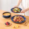vancasso Starry 18 Pieces Dinnerware Sets for 6, Green Reactive Glaze Dishes Sets, Ceramic Plates and Bowls Set, Dinner Salad Dessert Plates, and Cereal Bowls Set, Dishwasher and Microwave Safe(Blue)