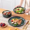 vancasso Starry 18 Pieces Dinnerware Sets for 6, Green Reactive Glaze Dishes Sets, Ceramic Plates and Bowls Set, Dinner Salad Dessert Plates, and Cereal Bowls Set, Dishwasher and Microwave Safe(Green)