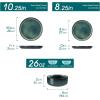 vancasso Starry 18 Pieces Dinnerware Sets for 6, Green Reactive Glaze Dishes Sets, Ceramic Plates and Bowls Set, Dinner Salad Dessert Plates, and Cereal Bowls Set, Dishwasher and Microwave Safe(Green)
